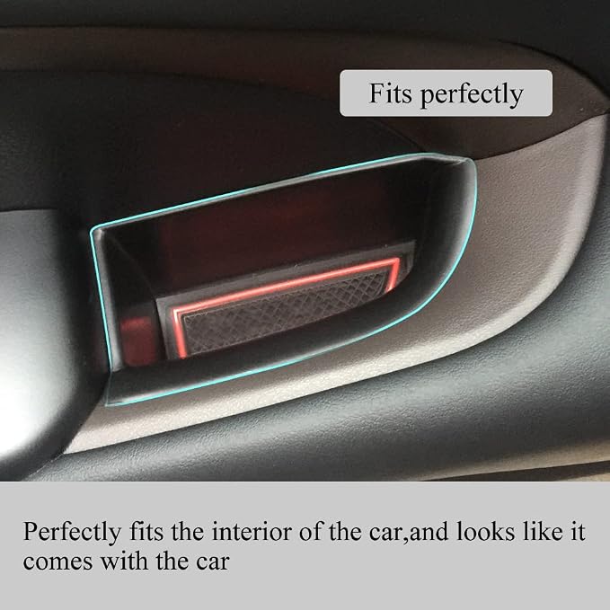 4pcs Door Side Storage Box Compatible with Highlander 2014 2015 2016 2017 2018 2019 Armrest Phone Container Door Organizer Handle Pocket ABS Tray Insert Glove Pallet