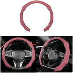 Mandark Car Steering Wheel Cover, Suede Sport Vehicle Steer Wheel Protector Fitting 15 Inch, Non-Slip Comfortable Automotive Interior Decoration Accessories, Universal for Most Cars (Wine Red)