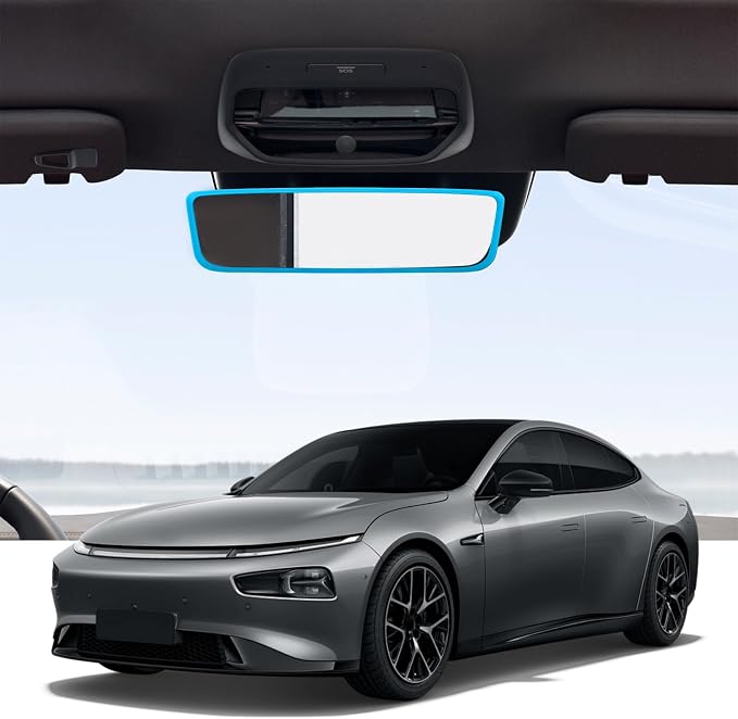 Car Rear View Mirror Protector Frame, Silicone Auto Rearview Edge Protection Cover Compatible with Model 3 Model Y, Interior Rear View Trim Frame Decoration, Car Accessories (Sky Blue-2PCS)