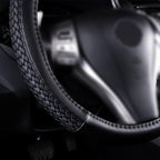 car Steering Wheel Cover Faux Leather Massage Universal fit 3D Honeycomb Hole Anti-Slip Sporty 15 Inches (Sliod Black Woven)