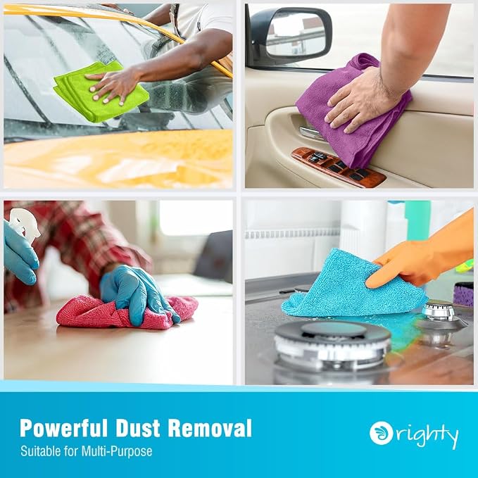 Orighty Microfiber Cleaning Cloth, 150 Pack Microfiber Towels for Cars, Multi-Purpose Shop Towels Cleaning Rags Bulk for Car, Home, Kitchen, 12 x 11 inch