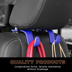 4PCS Car Seat Headrest Hook, Auto Back Seat Hanging Storage Organizer, Vehicle Seatback Hanger Holder for Purse Handbag Coat Umbrella, Universal Interior Car Accessories (Dark Blue)