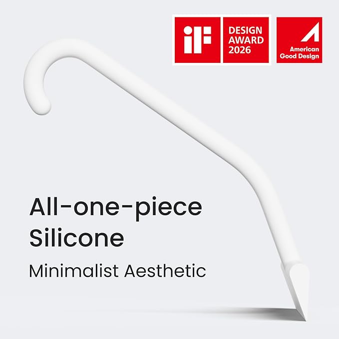 JustHang Shower Squeegee for Glass Doors, All-One-Piece Award-Winning Silicone Squeegee with Built-in Hook for Bathroom, Window, Mirror, Tile Wall,Car, Streak-Free Cleaner Tool,10-Inch White