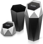 Car Trash Can with Lid, Silver Car Garbage Can Cup Holder for Interior, 2 Pack Mini Leakproof Garbage Can, Multipurpose Storage Organizer for Vehicle Home Office
