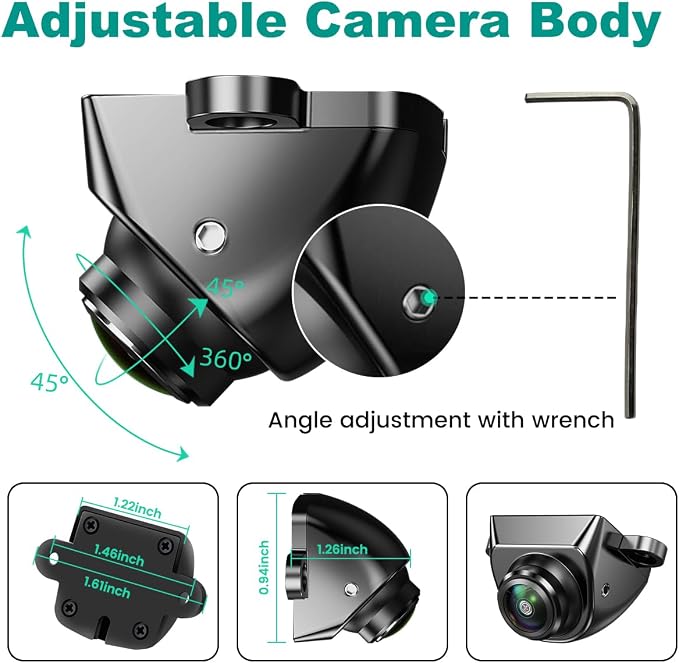 AHD1080P Backup Camera with Video Format Switch Button, Reverse Rear/Front/Side View Cam, Adjustable Fisheye Lens, Waterproof Night Vision 170 Degree Wide View