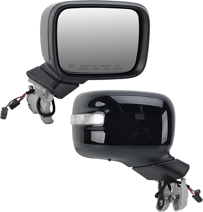 Right Passenger Side Mirror Compatible with Jeep Renegade 2015 2016 2017 2018 2019 2020 2021 2022 Door Mirrors Power Heated with Turn Signal Indicator Temperature Sensor Bright Black (7+2 pins)