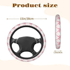 Steering Wheel Cover Accessories Neoprene Cover, Breathable Non-Slip Easy to Install Suitable for Women Men, 14.5-15.5 Inch for Car SUV Van Truck Universal - Pink Bow