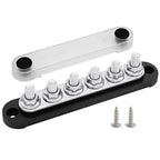 6 x M8 (5/16") Studs Power Distribution Block Bus Bar 12V, 5.9" HD 200A Marine BusBar Battery Distribution Block W/Cover for Car Boat Solar (Black)