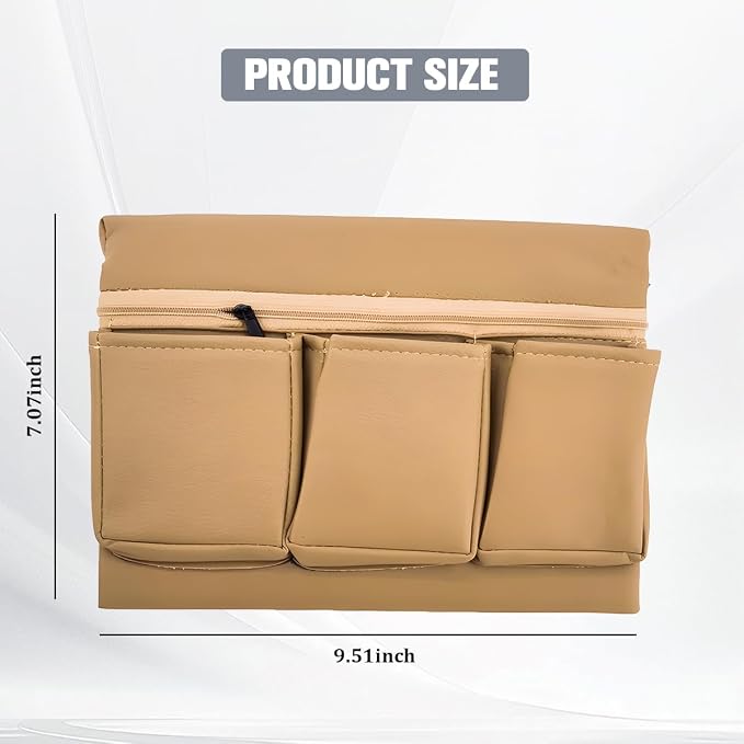 Car Window Side Storage Box, Multifunctional Leather Vehicle Side Door Armrest Pad Organizer with Pockets, Auto Window Arm Elbow Rest Storage Bag, Universal for SUV Van Truck (Beige)