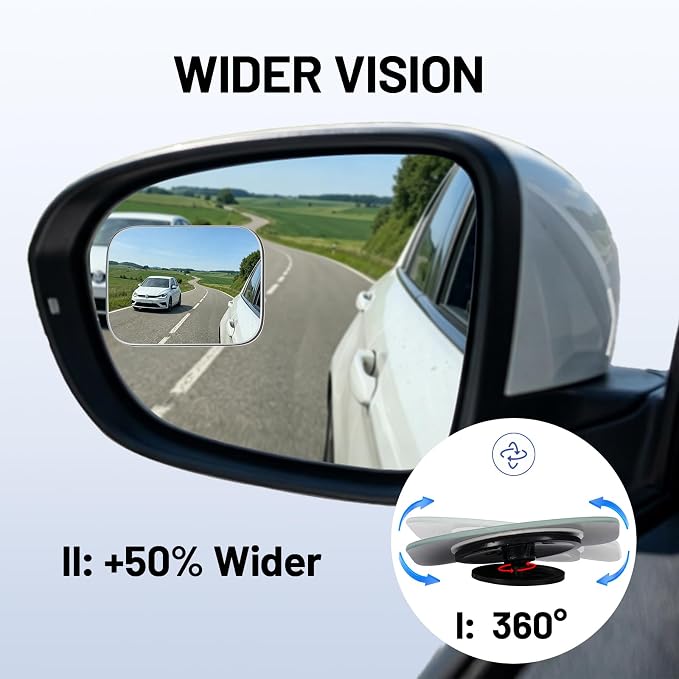 Blind Spot Mirror, 2Pcs Adjustable Car Auxiliary Wide Angle Convex Mirror, Universal Stick on Side Mirror for Cars SUVs Trucks, Enhance Driving Safety (Rectangle)