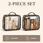 Clear Makeup Bags with Zipper, TSA Approved Travel Toiletry Bag, 2-Pack Large Clear Cosmetic Bag Handle, Waterproof Make Up Bag for Women, Car Bag Organizer & Car Organization Essentials