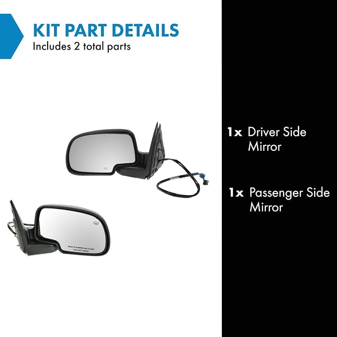 2 Piece Driver and Passenger Side Set View Mirror Electric Adjustment Heated No Memory Textured Compatible with 2003-2006 Chevy Avalanche Silverado 1500 2500 GMC Tahoe Sierra 1500 2500 & HD Yukon