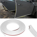 Car Door Rubber Seal Strip, 32.8Ft Self Adhesive Weather Stripping Automotive Edge Trim, Weatherstrip Soundproof Vehicle Tailgate Window Sealing Cover, Universal for SUV RV Truck (White)