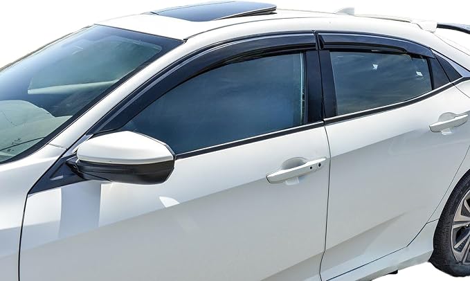 Tape On Window Rain Guards for 2016-2021 Honda Civic Hatchback | Side Window Wind Deflectors Vent Visors for Honda Civic Hatchback 16-21,No Drill Installation,Car Accessories-4PCS