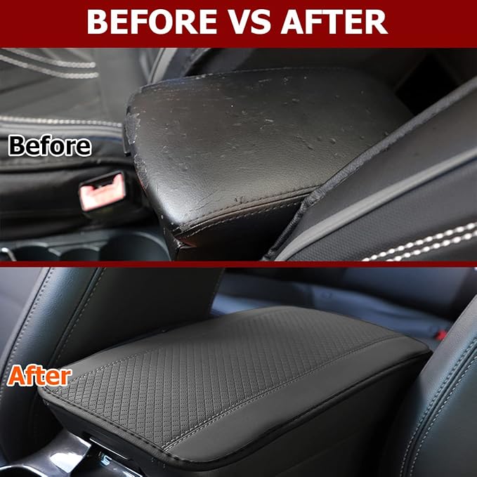 Car Armrest Storage Box Mat, Fiber Leather Car Center Console Cover, Car Armrest Seat Box Cover Accessories Interior Protection for Most Vehicle, SUV, Truck, Car (Gray)