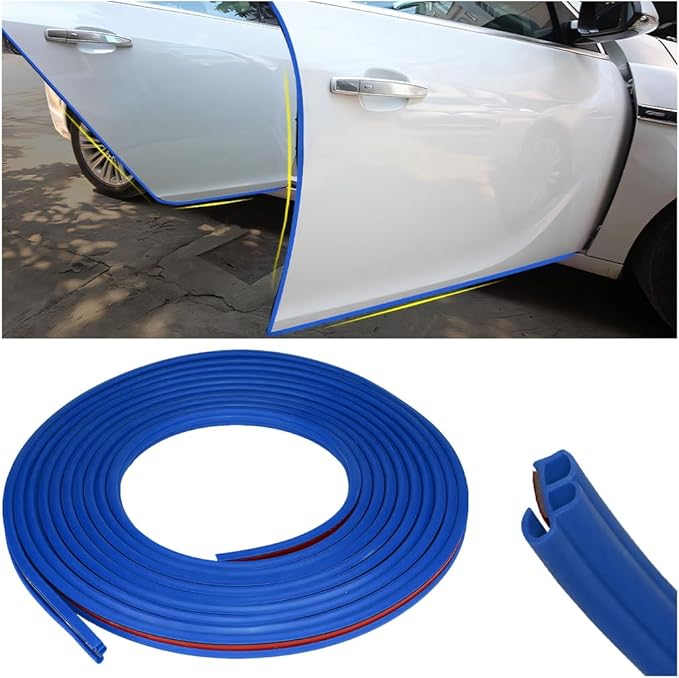 Car Door Rubber Seal Strip, 32.8Ft Self Adhesive Weather Stripping Automotive Edge Trim, Weatherstrip Soundproof Vehicle Tailgate Window Sealing Cover, Universal for SUV RV Truck (Blue)