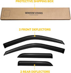 Rain Guards for 2009-2018 Dodge Ram 1500 Quad Cab/Extended Cab, Window Visor Shields Vent Deflector Shade Wind Dark Smoke for 19-24 Ram 1500 Classic Quad Cab, 4PCS, Out-Channel