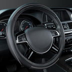 Color Piping Microfiber Leather Universal Fit Steering Wheel Cover,Perfectly fit for 14.5-15 inches Suvs,Vans,Trucks,Sedans,Cars,Automotive(Black & Gray or Grey)