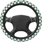 Dark Green Steering Wheel Cover for Women, Universal Auto Steering Wheel 14-15 Inch Car Interior Accessories with 2PCS Car Coasters, Suitable for Men and Women