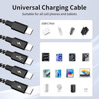 USB C Splitter Multi Charging Cable 2Pack, Dual Type C Charger Cord,4 in 1 Multiple Nylon Braided Cable with 4 Type-C Connectors Compatible with iPhone 15 Pro Max/Galaxy/Tablets/Google-5FT.