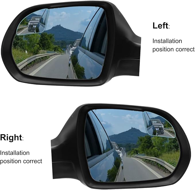 Rhombus Blind Spot Mirror - 2 Inches HD Glass Frameless Wide Angle Convex Mirror, 360° Adjustable Side Rear View Mirror with 3M Adhesive for Car SUV Truck 2 Pack