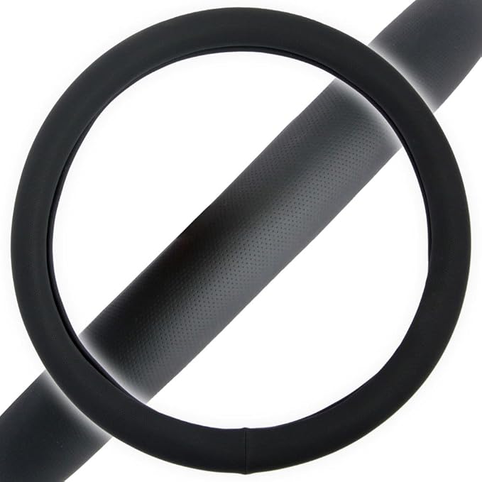 Ergonomic Soft Grip Steering Wheel Cover - Sporty Leather Grip for Standard Size Wheels 14.5-15 inch Black