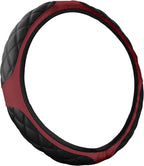 15 Inch Car Leather Steering Wheel Cover, Automotive Accessories Elastic Breathable Anti-Slip Soft Wheel Protector Fits Men and Women, Suitable for SUVs, Trucks, Vehicles and RVs (Wine red)