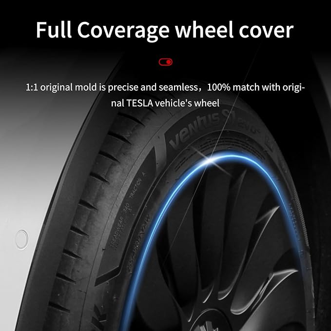 Wheel Cover for Tesla Model Y 4PCS Hubcaps for Tesla Wheel Cover Model Y(2020-2024) 19inch Storm Rim Full Cover Hubcaps Accessories (Storm Style, 19 inch)