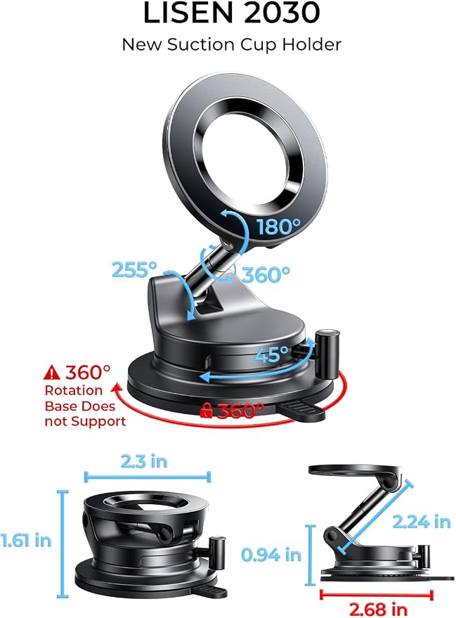 for Magsafe Car Mount, Magnetic Phone Holders for Your Car Vacuum, Phone Mount for Car Accessories for Women Men Jeep BMW, Suction Holder Kits, for iPhone 17 Pro Max 16 15 14 13 12,Carbon Fiber