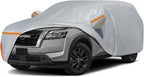 Car Cover for 2012-2026 Nissan Pathfinder, Waterproof Custom-fit All Weather Sun Rain UV Dust Snow Wind Protection Outdoor Pathfinder Full Car Cover with Door Zipper and Cotton Lining-Grey