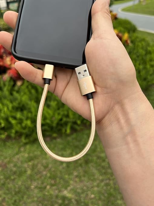 Short USB C Cable [4-Pack 8 inch], 3A Fast Charging USB 2.0 Data Transfer to Type C Phone Charger Cord Nylon Braided Compatible with Samsung Galaxy S10 S9, Pixel 3, LG V30, Charging Station