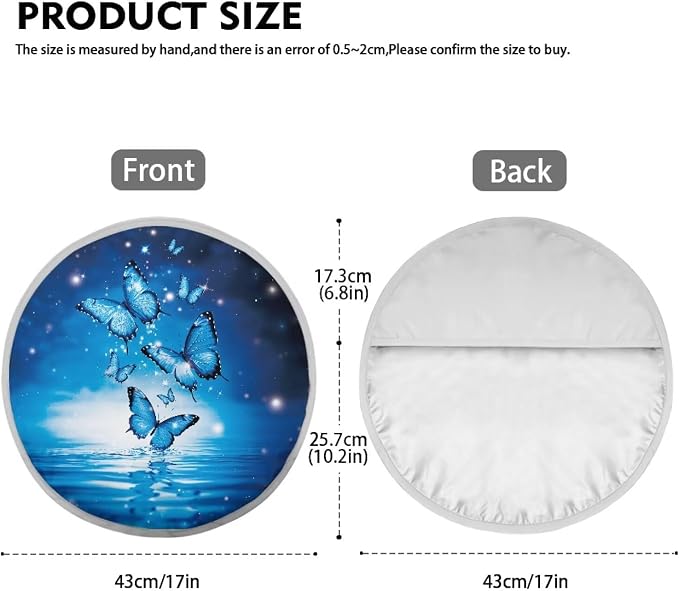 Blue Butterfly Car Steering Wheel Sun Shade Cover Anti-Heat Steering Wheel Accessories 17 inch Auto Steering Wheel Sun Shield Universal Fit for Most Cars SUV Trucks Van
