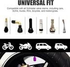 Tire Valve Stem Caps - (4 Pack) Premium Metal Air Caps with Plastic Liner, Durable, Corrosion Resistant and Leak-Proof, Universal Fit for Cars, Trucks, Motorcycles, and Bikes - Purple