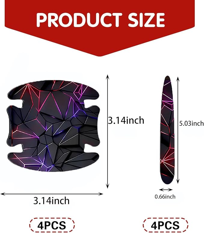 3D Texture Car Door Handle Protector ，Anti-Scratch Waterproof Paint Protection Film, Car Door Bowl Guard Sticker，Universal Vehicle Exterior Decoration Accessories (Red - B)
