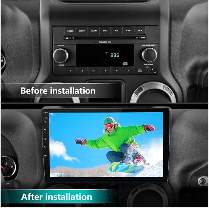 Qualcomm 8Core 64GB Car Radio Stereo Upgrade for Jeep Wrangler JK 2007-2018 Dodge Ram 1500 2500 2009 2010 2011 2012 Grand Cherokee with CarPlay Android Auto