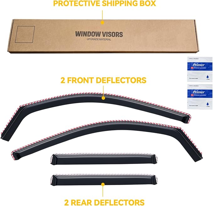 in-Channel Rain Guards for Toyota Tacoma 2024-2026 Double/Crew cab, Window Visor Shields Vent Deflector Shade Wind Dark Smoke 2025 24 25 26, Tape-On Inside-Mount, 4PCS