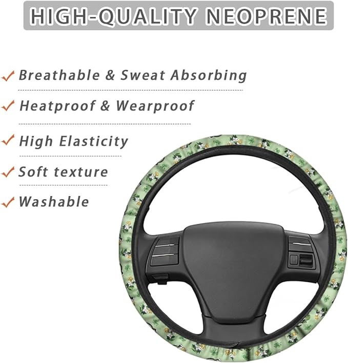 Anti-Slip Steering Wheel Cover Car Wheel Protector for Truck Van Car SUV Auto Steering Wheel Protector Car Accessories, St.Patrick Cat Leprechaun Hat Shamrock Beer Pattern