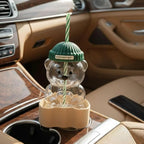 | Bear Cup Holder for Car | Universal Car Drink Holder Expander | Transparent Bear | Coffee Cup Travel Mug Water Bottle (Oak Wood)