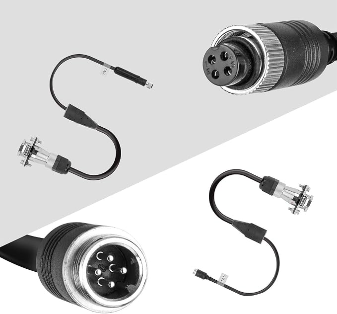 Heavy Duty Vehicle Coil Trailer Cable with 1 Channel 4 PIN AV Connector Disconnect Kit for Truck Caravan Motor Home Backup Security Camera Monitor System