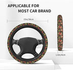 Mushroom Steering Wheel Cover Anti-Slip and Practical 14.5-15 Inch Universal Steering Wheel Cover with 2 Pieces Car Coasters Suitable for Men Women