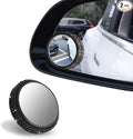 2PCS Blind Spot Mirrors, Convex Car Mirror, 2" Round HD Glass Convex Rear View Mirrors with Frame, 360 Degree Wide Angle Side Rear View Accessories for Most Sedans SUVs Trucks (Black)