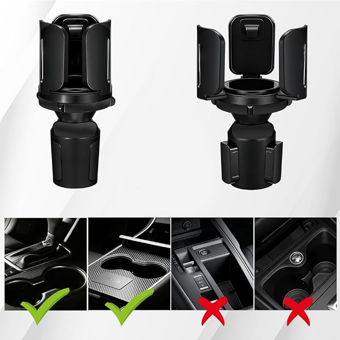Car Cup Holder Expander, Auto Cup Organizer Expander Holder, Auto Insert Cup Holders with Adjustable Base, Automatic Car Cup Holder Expander Holds Large Water Bottles for Most Coffee Mugs