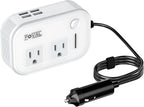 200W Car Power Inverter, 12V DC to 110V AC Car Inverte with 4 USB Ports Car Outlet Adapter, Power Inverter for Vehicles, Car Plug Adapter Outlet for Laptop Computer Charger (White)