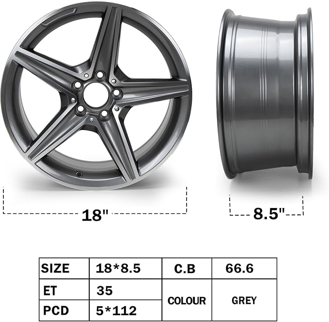 New 18x8.5" 18 Inch Premium Aluminum Alloy Wheel Rim Compatible with 2014–2016 Mercedes-Benz E-Class, E350, E400, OEM Design, Alloy Replacement Wheel, Super Duty Replacement Car Rim, OE Stock ﻿
