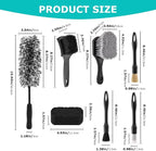 9PCS Car Wheel Cleaning Pro Kit, Tire Brush, Detailing Brush Set, Soft-bristled Rims Brush, Microfiber Flat Wheel Brushes, Double-Ended Detailing Brushes, Detailing Pads, Scratch-Free & Multipurpose
