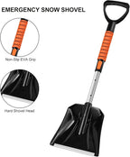 Ice Scraper with Snow Brush and Snow Shovel, 35" Extendable Snow Remover with Foam Grip, 360° Pivoting Brush Head for Car Windshield, Emergency Snow Scraper for SUV Truck Vehicle, Orange