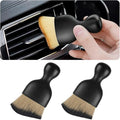 2PCS Car Interior Detailing Brush with Dust Cover, Auto Soft Hair Cleaning Brushes, Scratch Free Curved Dirt Collectors, for Vehicle Dashboard Air Conditioner Vents Leather(Brown/Black)
