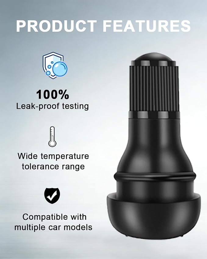 5 Pcs TR412 Rubber Snap-in Tire Valve Stems - Fits Standard 0.453" Rim Hole for Car, Truck, SUV, Trailer Tires