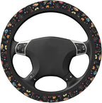 Watercolor Cute Floral Elastic Steering Wheel Cover Non-Slip Breathable Steering Wheel Protector Fit Auto, SUVs, Truck