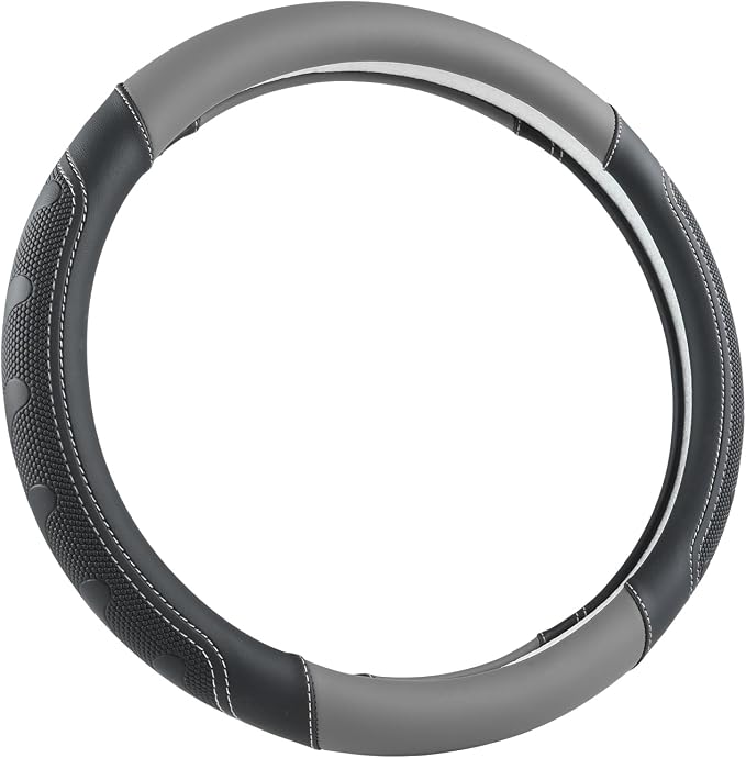 Car Steering Wheel Cover for Toyota RAV4,Camry,Highlander,Corolla,Prius,Tacoma, Standard Size - Black+Gray